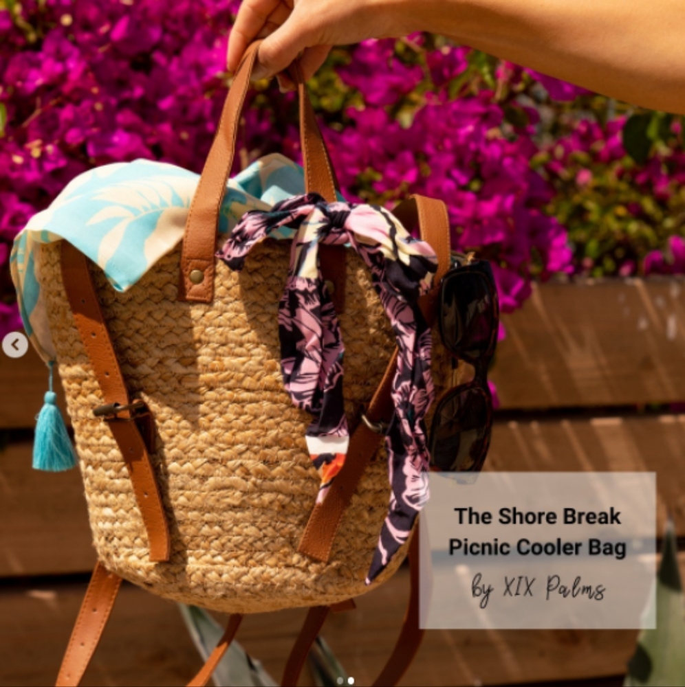 Beachly XIX Palms Straw Cooler Bag
